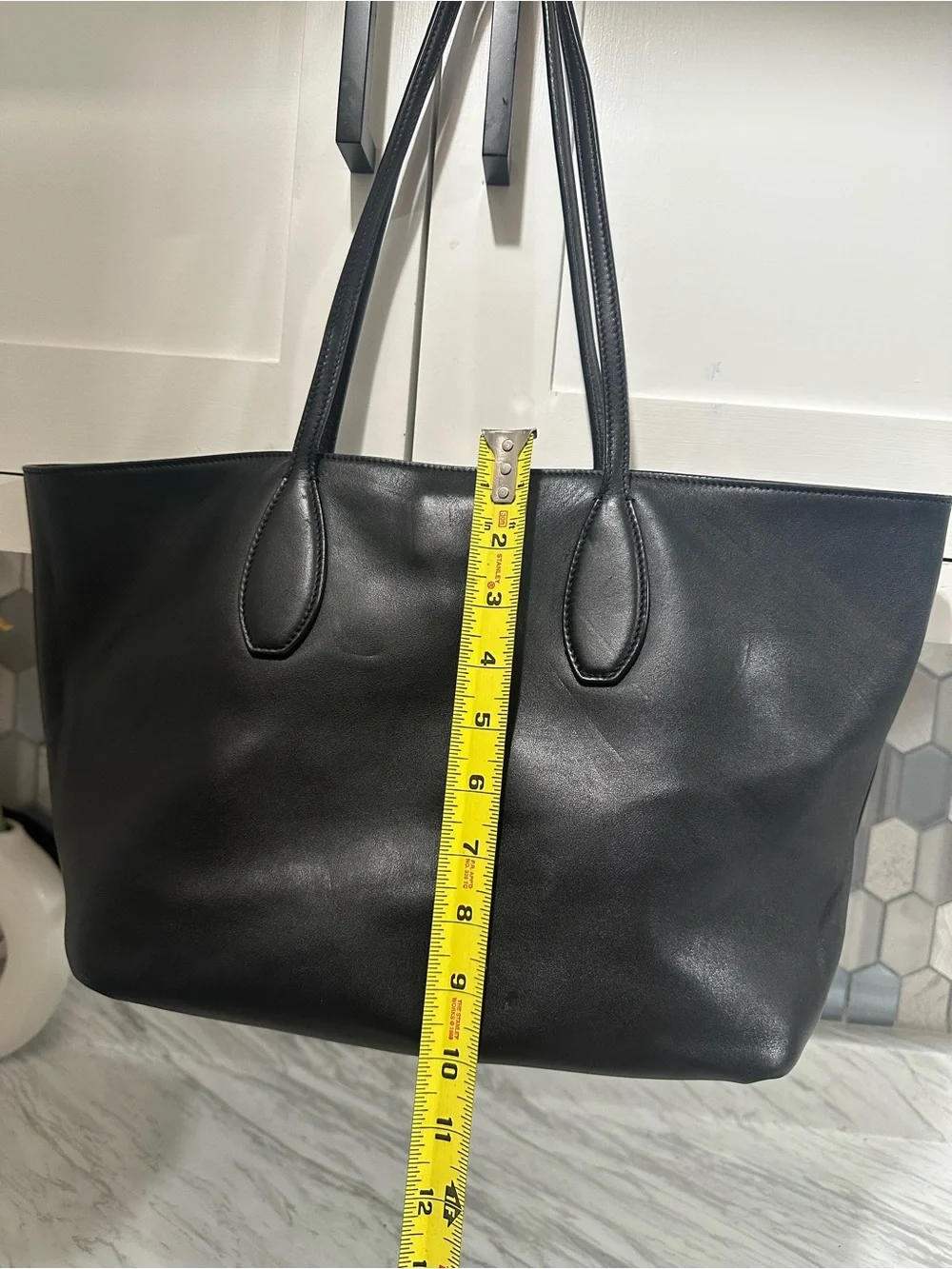 Salvatore Ferragamo Black Leather Tote with Gold Hardware